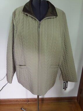 Gallery Womens  Fall Winter Reversible Tan Brown Quilted Jacket  SZ 2X NWT